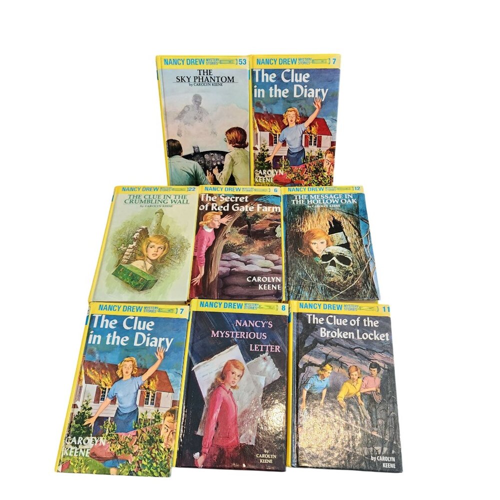 Nancy Drew Mystery Stories Hardcover Yellow Books set of 8